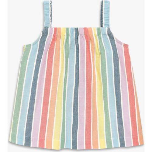 Kids Tank In Rainbow Stripe, Rainbow Sunrise Stripe - Primary | Maisonette
