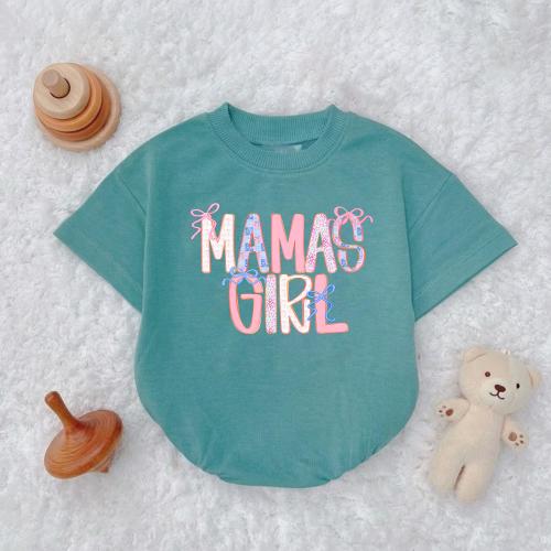 Handmade Mamas Girl Bubble Romper, Spring Floral Baby Outfit, Newborn Bodysuit