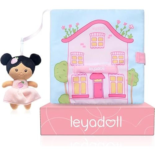 LeyaDoll Interactive Sensory Soft Cloth Book, Educational Crinkle Quiet Activity Busy Book for Babies,Toddler Travel Toy Gift for 1-3 Year Old Boys and Girls (A Berry Special Day)-Tanned