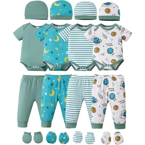 NZRVAWS Newborn Baby Boy Girl Clothes Unisex Preemie Infant Must Have Pants Set Outfits 0-18 Months 20 Pcs Essentials Gift
