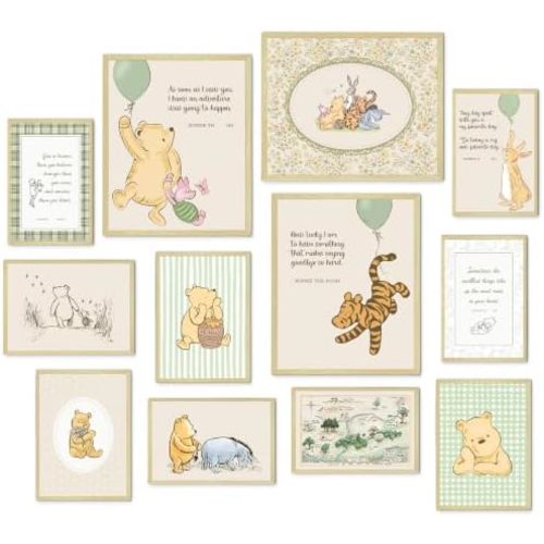 Classic Bear Nursery Room Poster, 12PCS Vintage Bear Poster Wall Decor