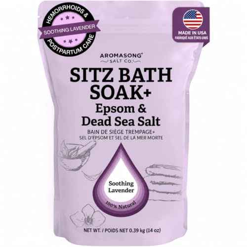 Aromasong Sitz Bath Postpartum Soak - Made in the USA with Dead Sea Salt & Epsom Salts - Soothing and Calming Ingredients Including Lavender, Chamomile Flower, and Eucalyptus Oil