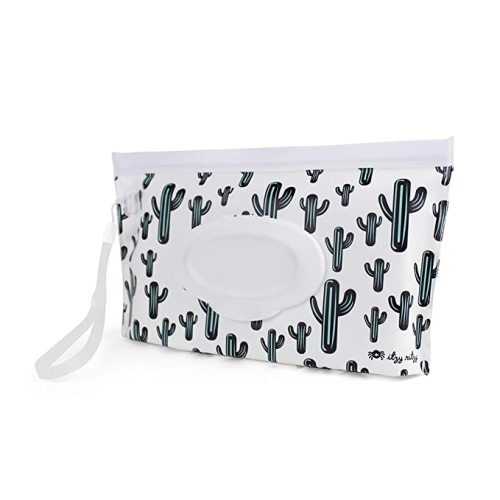 Itzy Ritzy Travel Wipes Case - Reusable Wipe Pouch – Take & Travel Pouch Holds Up To 30 Wet Wipes, Includes Silicone Wristlet Strap, Cactus