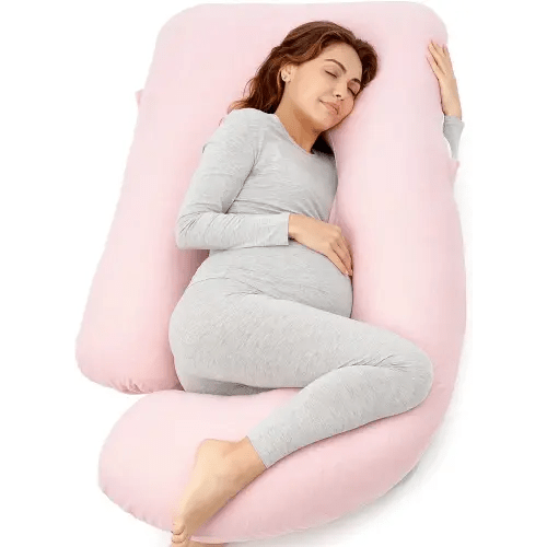 Momcozy Pregnancy Pillows for Sleeping, U Shaped Full Body Maternity Pillow for Side Sleeping - Support for Back, Legs, Belly, Hips, 57 Inch, Pink