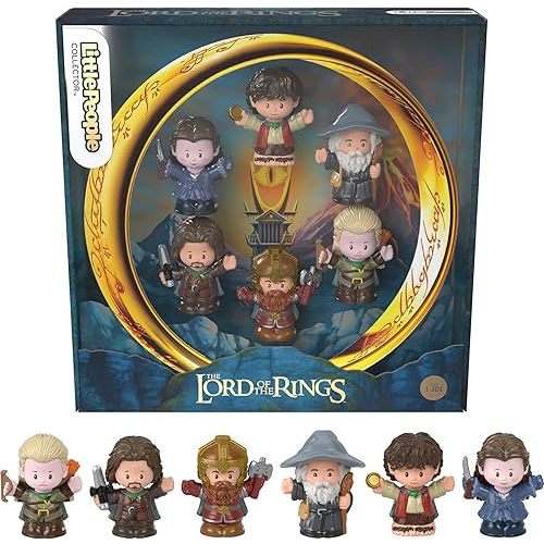 Fisher-Price Little People Collector Lord of the Rings Figure Set, 6 character figures from the film in giftable package for Tolkien fans ages 1-101 years