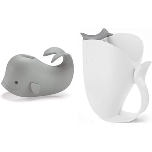 Skip Hop Moby Grey Whale Bath Spout Cover and Waterfall Rinse Cup Bundle