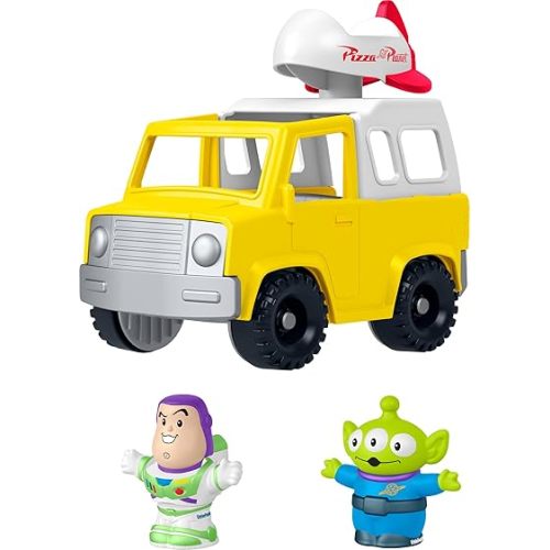 ​Fisher-Price Little People Toddler Toy Disney & Pixar Toy Story Pizza Planet Truck with Buzz Lightyear & Alien Figures for Kids Ages 18+ Months