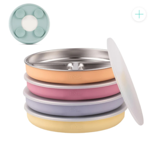 7.8" Stainless Steel Divided Plates with Suction Sleeve