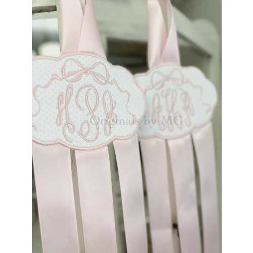Personalized Embroidered Hair Bow Holder: Pink Swiss Dot, Girls Hair Accessory | Monogrammed HairBow Organizer