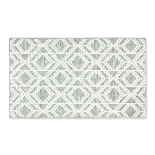 TOWN & COUNTRY EVERYDAY Walker Modern Diamond Everwash® Washable Multi-Use Decorative Rug with Non-Slip Backing, Sage Green, 24"x40"