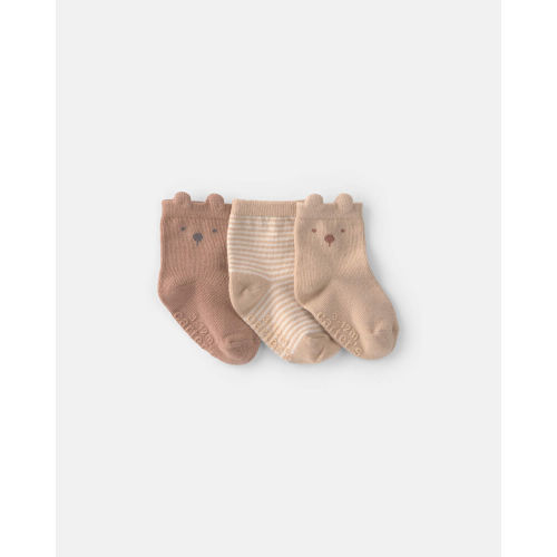 Baby 3-Pack Bear Baby Booties - Brown | Carter’s Oshkosh Canada