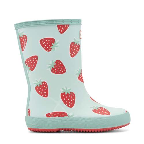 Kids First Classic Rain Boots - Green Strawberry Print | Hunter Boots