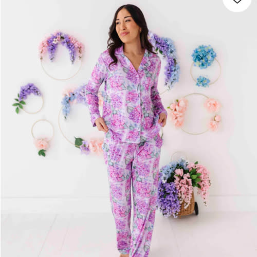 You Had Me At Hydrangea Women's Collar Shirt & Pants Set