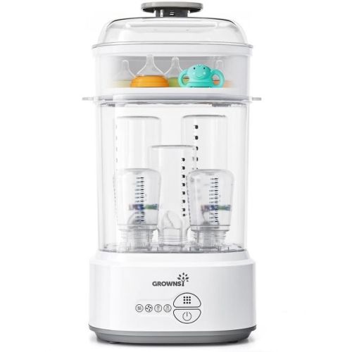 Grownsy Compact Baby Bottle Sterilizer & Dryer, Fast Sanitization, Holds 5 Bottles & Pump Parts, 3 Modes, Easy Operation, Home & Travel