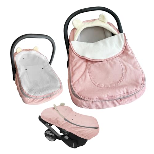 Car Seat Covers for Babies,Winter Baby Car Seat Cover Infant Carseat Covers Canopy,Universal Baby Carrier Cover for Girl Boy Carseat,Newborn Shower Gift-Pink