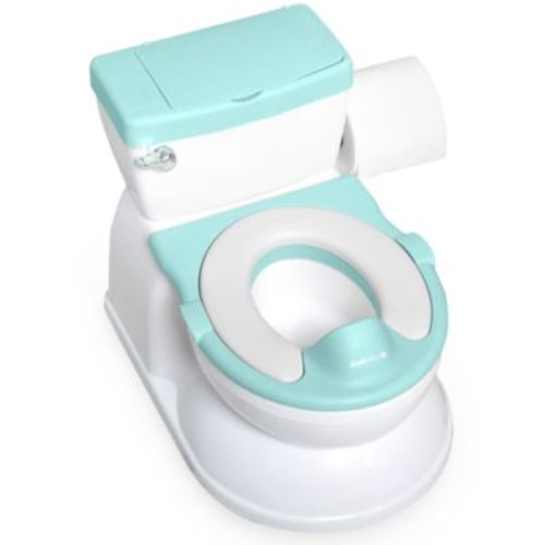 Real Feel 2-in-1 Potty with Wipes Storage, Flushing Sounds & Disposable Liners - Realistic Toilet - Easy to Clean & Assemble - (Aqua)