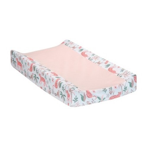 Lambs & Ivy Enchanted Safari Animals Pink/White Jungle Changing Pad Cover