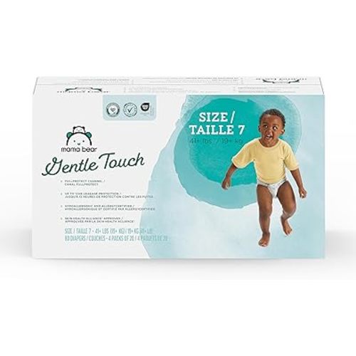 Amazon Brand - Mama Bear Gentle Touch Diapers, Hypoallergenic with Leak Protection, Size Newborn, 120 Count (4 packs of 30)