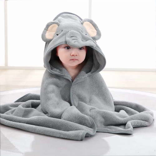 MGEZCOO Hooded Towels for Kids-Gray Elephant Kids Bath Towels