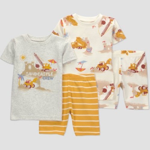 Carter's Just One You® Baby Boys' 4pc Short Sleeve Sandcastle Cotton Pajama Set - Heather Gray 18M