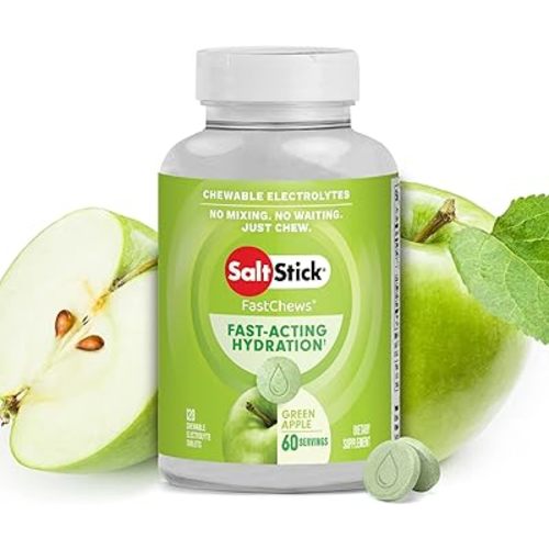 SaltStick Electrolyte FastChews - 120 Green Apple Chewable Tablets - Salt Tablets for Running and Hydration, Electrolyte Chews - 120 Count