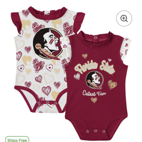 Florida State Seminoles Girls Newborn Happy Hearts  2-Pack Bodysuit Set - Garnet