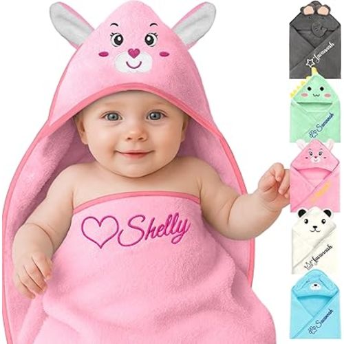 Toallas de bebé personalizadas con capucha con nombre, toalla de baño personalizada con capucha para niñas y niños, manta cálida para envolver al bebé, regalos personalizados para recién
