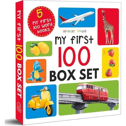 My First 100 Series Boxset- Pack of 5 Picture Books for Children (Animals, Words, Numbers, Food We Eat and Things That Move)
