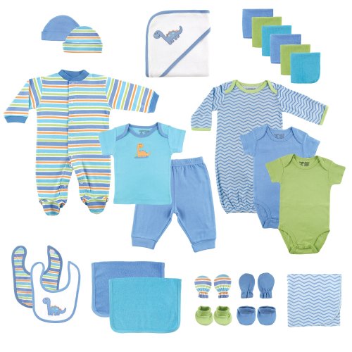 Luvable Friends Baby Boy Layette Gift Cube, Blue Dino, 0-6 Months - Blue Dino