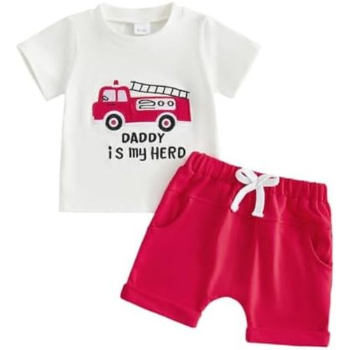 Bonangber Toddler Baby Boy Summer Clothes Short Sleeve Airplane Print Shirt and Elastic Waist Shorts Sets Summer Outfit 2Pcs