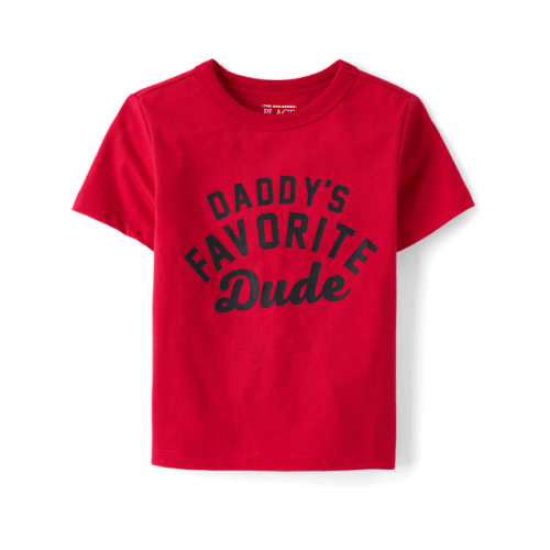 Baby And Toddler Boys Daddy's Favorite Dude Graphic Tee - Red