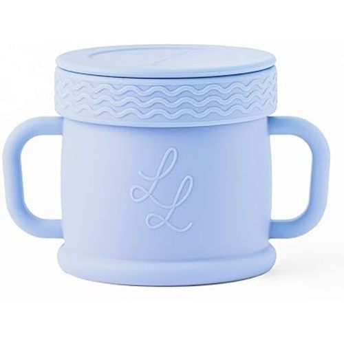 Nontoxic 10oz Snack Cup with Freshness Lid - Premium Medical Grade Silicone - BPA & PFAS Free - Mess-Free Lid Design - Easy to Clean and Dishwasher Safe (Blue)