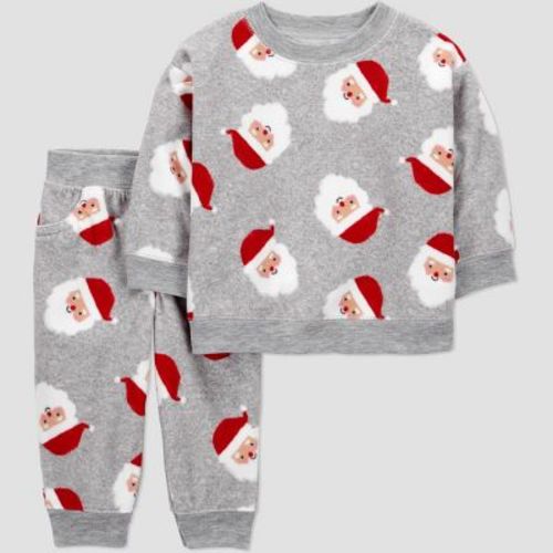 Carter's Just One You® Baby Boys' 2pc Christmas Santa Claus Top and Bottom Set - Gray
