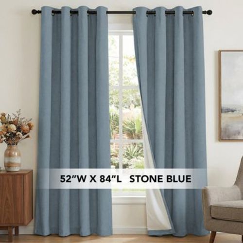 H.Versailtex Premium 100% Blackout Curtains Thermal Insulated White Liner Grommet Top Sold by 2 Stone Blue 52“W x 84"L