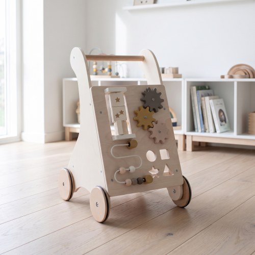 Little Teekie Wooden Activity Walker | Ball Frame, Cogs and Toy Box, 18 Months+
