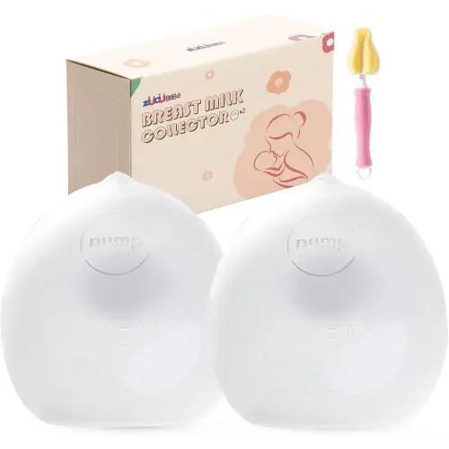 Breast Milk Collector (2 Counts), 3oz/100ml Silicone Breast Milk Collectors for Breastfeeding, Silicone Hands Free Breast Pump,BPA-Free Soft Breast Shel, Breastfeeding Essentials