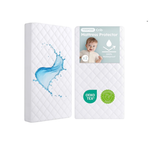Yoofoss Waterproof Crib Mattress Protector 2 Pack, Quilted Crib Mattress Pad Cover Ultra Soft and Breathable, Machine Washable Toddler Mattress Protector for Standard Baby Crib Size 52''x28''