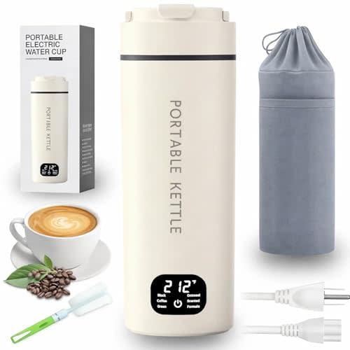 HDQ 2026 Travel Kettle, 110V~240V Any Voltage Portable Kettle for Travel, 6 Temperature Controls Portable Water Heater, 316 Stainless Steel Small Electric Kettle, Auto Shut Off & Boil Dry Protection