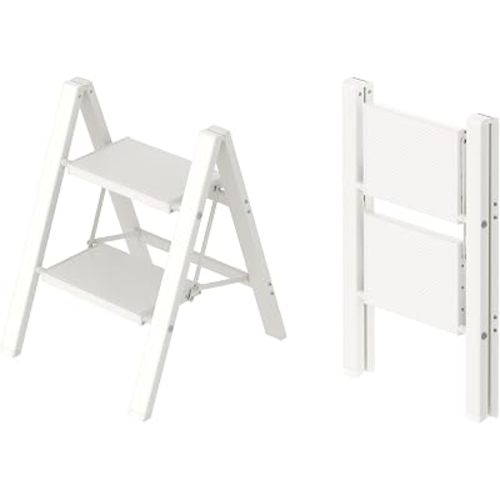 Taranta 2 Step Stool Foldable,Aluminum Step Ladder-White