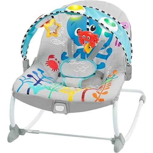 Baby Einstein Ocean Explorers Kick to It Opus Musical Infant to Toddler Rocker, Baby Chair, Baby-Activated Music and Lights, Ages 0-30 Months