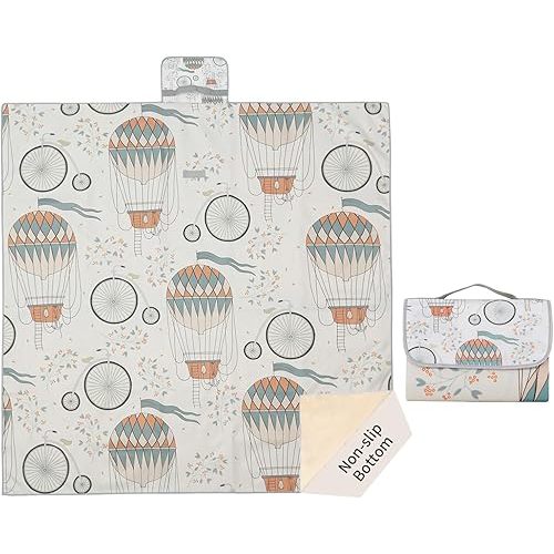 Insular Baby Splat Mat for Under High Chair/Arts/Crafts, Anti Slip and Waterproof Splash Mat for Floor, Portable Picnic Mat, 51x51 Inch, Hot Air Balloon