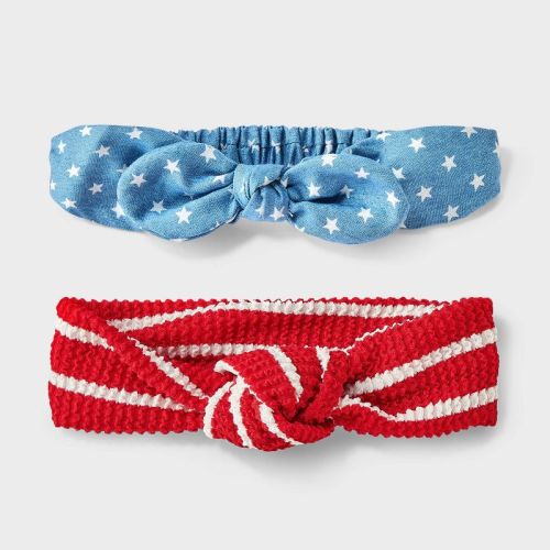 Baby Girls' 2pk 4th of July Denim Stars and Stripes Headband - Cat & Jack™