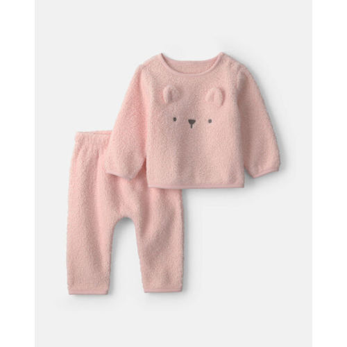 Baby Girl 2-Piece Bear Fleece Long-Sleeve Top & Pant Set - Pink | Carter's