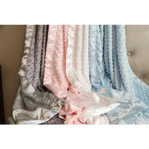 Satin and Minky Dot Magic, sizes Toddler Blanket and Sensory Lovey, Comfort Baby Blanket, Silky Satin Backed Satin Edge, Chenille Minky