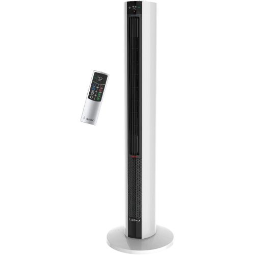 Lasko Oscillating All Season Tower Fan and Space Heater in One for Home with Adjustable Thermostat, Overheat Protection, 4 Fan Speeds, 3 Heat Settings and Remote, 42 Inches, 1500W, White, FH500