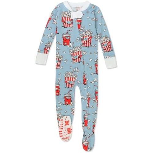 HonestBaby Non-Slip Footed Pajamas One-Piece Sleeper Zip-Front Pjs 100% Organic Cotton for Baby Boys
