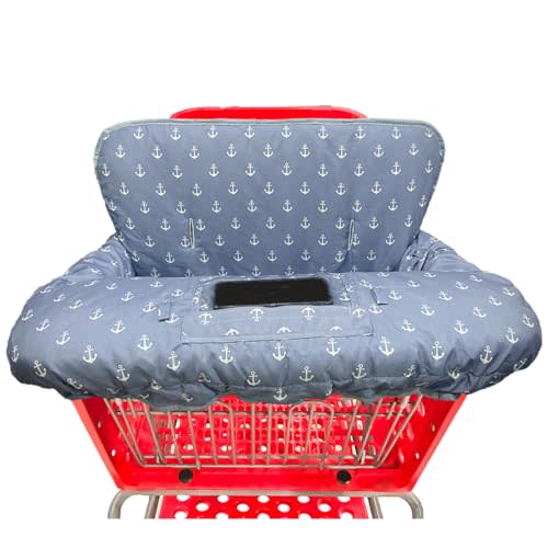Shopping Cart Cover for Baby Grocery Cart Cover for Baby boy and Baby Girl, High Chair Cover for Baby and Toddler, Baby Registry Gift - Waterproof - Extra Large - Cotton - Double Sided (Blue)