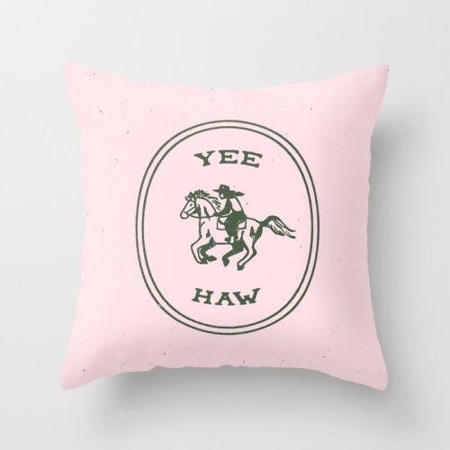 Yee Haw in Pink Throw Pillow by Emma Boys | Society6