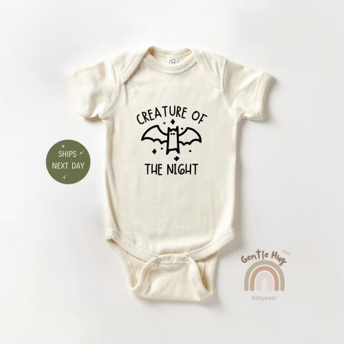 Creature Of The Night Baby Bodysuit, Spooky Cute Halloween Outfit, Funny Bat Baby Bodysuit, October Baby Shower Gift, Fall Baby Clothes