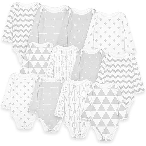 BaeBae Goods Grey/White Triangles Long Sleeve Bodysuit Set (3-6 Months)